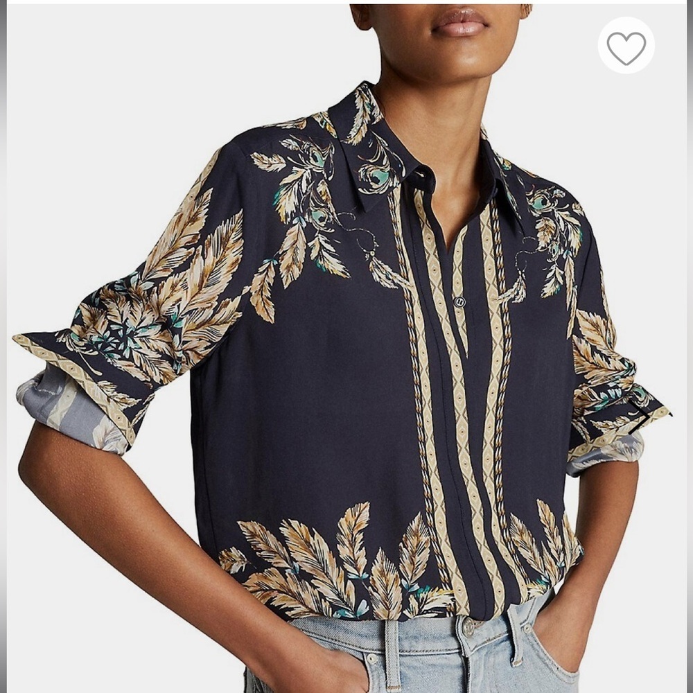 Reiss Tiff Feather-Print Shirt